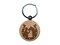 Horseshoe Horse and Cowboy Engraved Wood Round Keychain Tag Charm